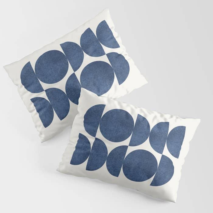 Blue Navy Retro Scandinavian Mid Century Modern Pillow Sham