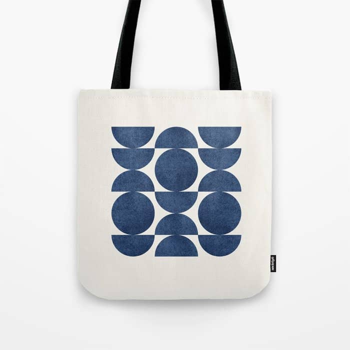 Blue Navy Retro Scandinavian Mid Century Modern Tote Bag