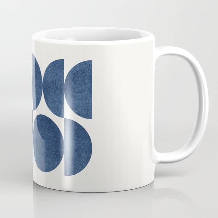 Blue Navy Retro Scandinavian Mid Century Modern Coffee Mug