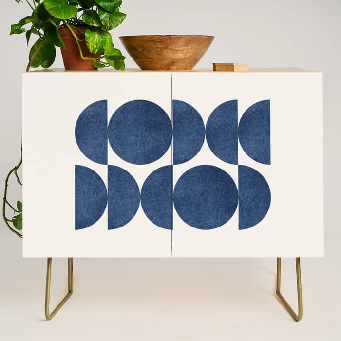 Blue Navy Retro Scandinavian Mid Century Modern Credenza