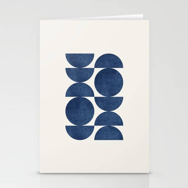 Blue Navy Retro Scandinavian Mid Century Modern Stationery Card