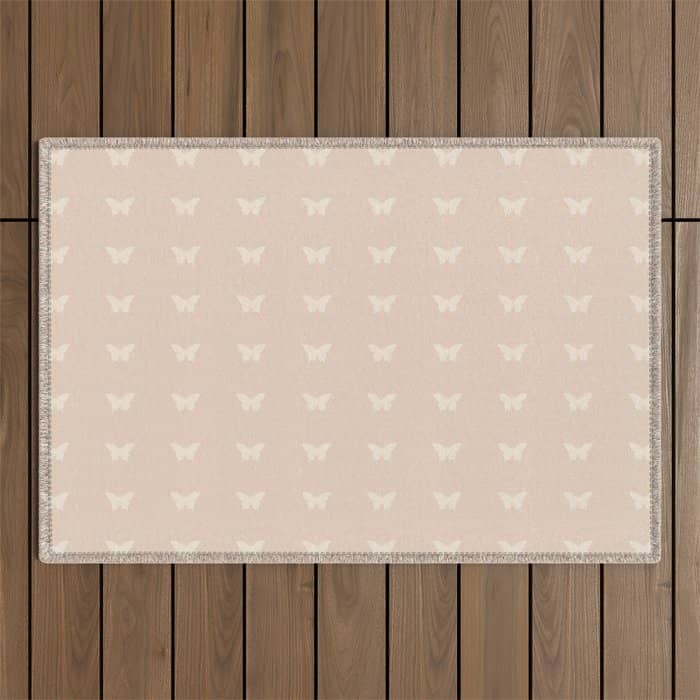 Butterfly Pattern - Neutral Pink Outdoor Rug