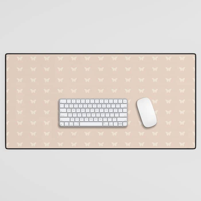 Butterfly Pattern - Neutral Pink Desk Mat