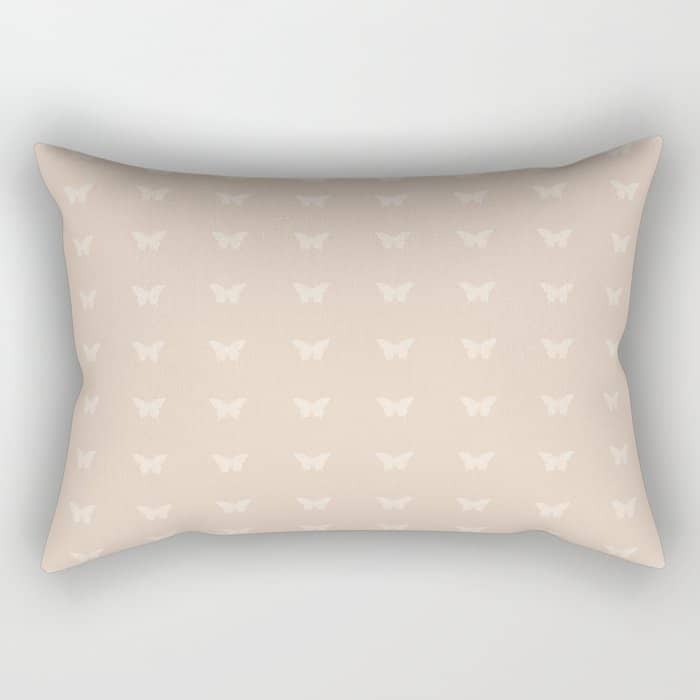 Butterfly Pattern - Neutral Pink Rectangular Pillow