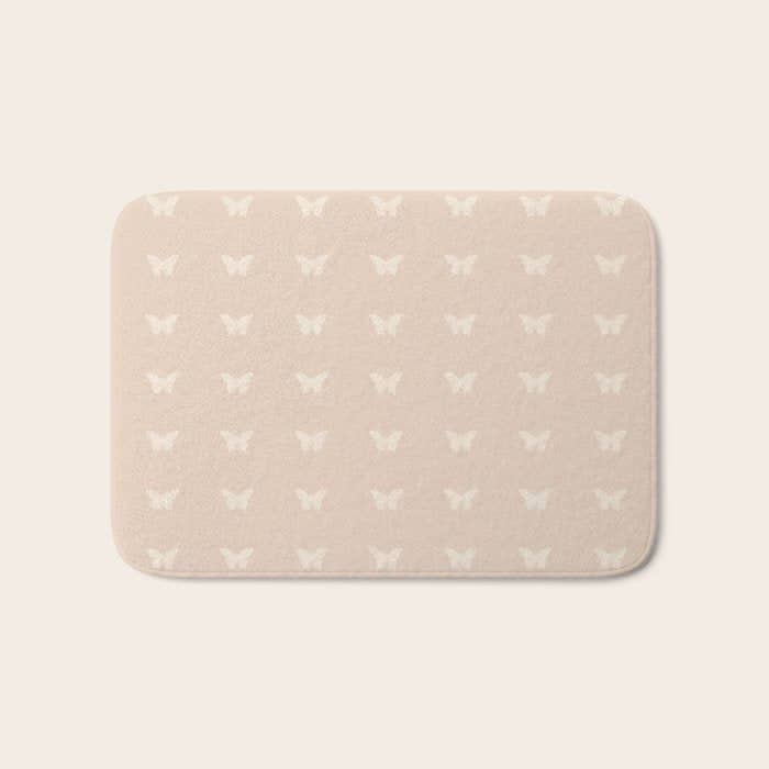 Butterfly Pattern - Neutral Pink Bath Mat