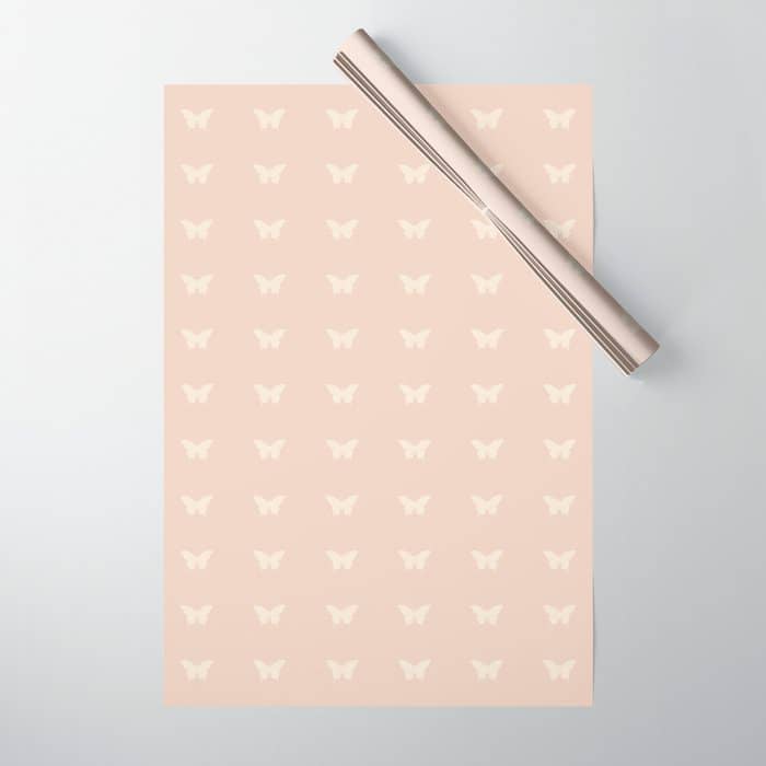 Butterfly Pattern - Neutral Pink Wrapping Paper
