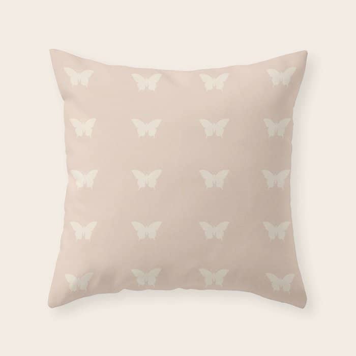 Butterfly Pattern - Neutral Pink Throw Pillow
