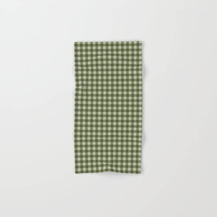 Gingham Plaid Pattern - Natural Green Bath Towel