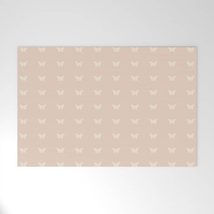 Butterfly Pattern - Neutral Pink Welcome Mat