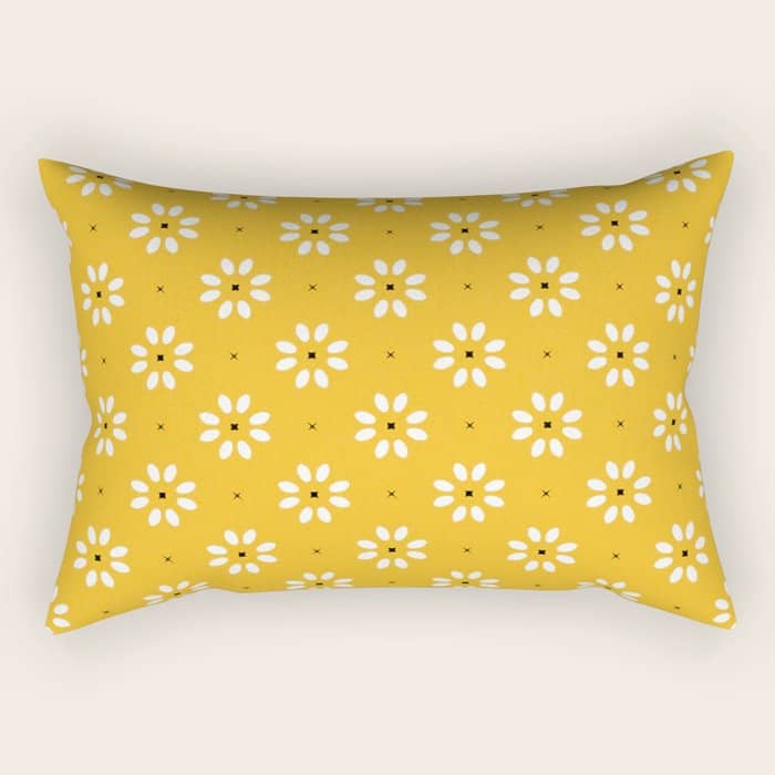 Daisy Stitch - Yellow Rectangular Pillow