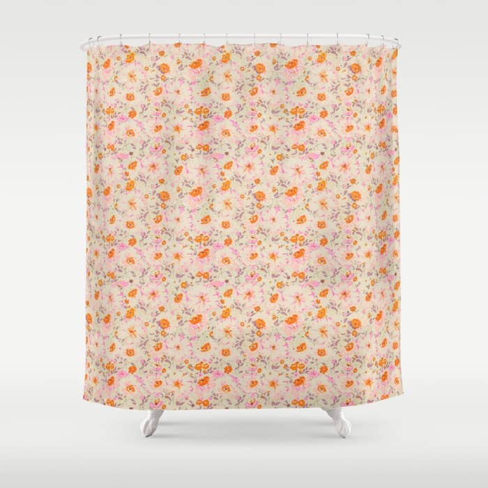 Faded Floral  - Pink / Citrus Shower Curtain