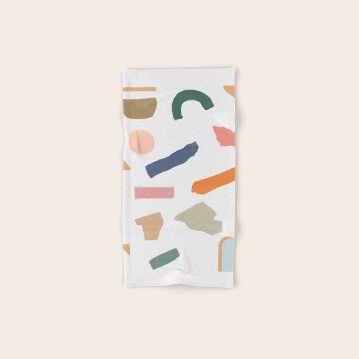 Mix Of Color Shapes Happy Artwork Bath Towel