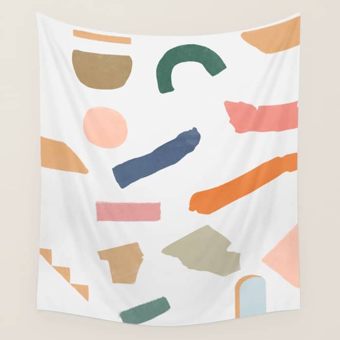 Mix Of Color Shapes Happy Artwork Wall Tapestry