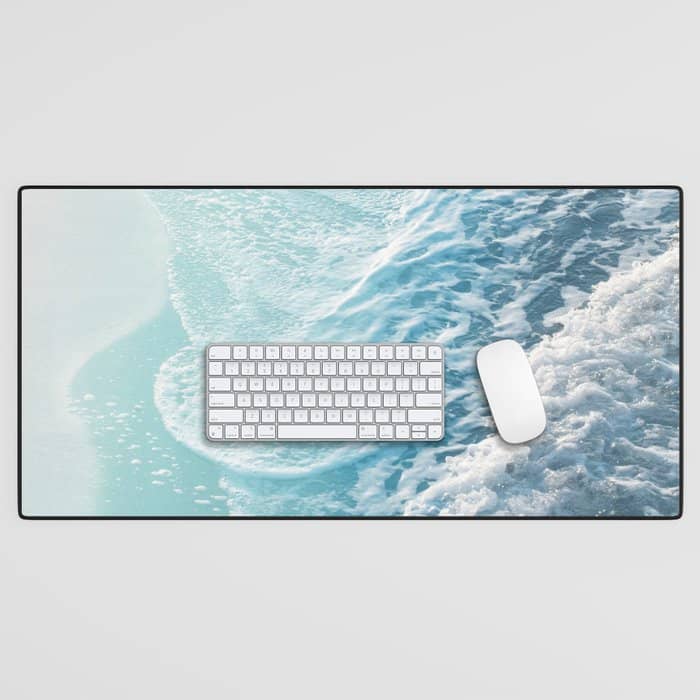 Soft Turquoise Ocean Dream Waves #1 #Water #Decor #Art #Homestorie Desk Mat