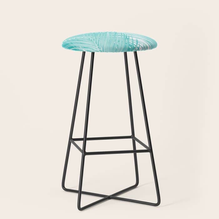 Soft Turquoise Palm Leaves Dream - Cali Summer Vibes #3 #Tropical #Decor #Art Stool