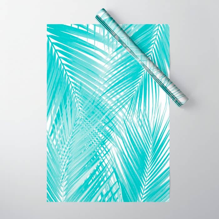 Soft Turquoise Palm Leaves Dream - Cali Summer Vibes #3 #Tropical #Decor #Art Wrapping Paper