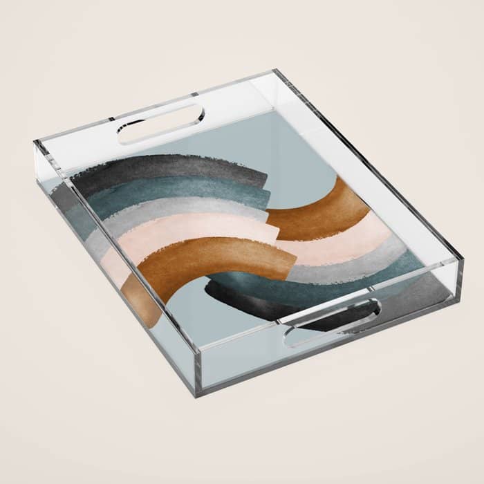 Brushstroke Rainbows - Teal Acrylic Tray