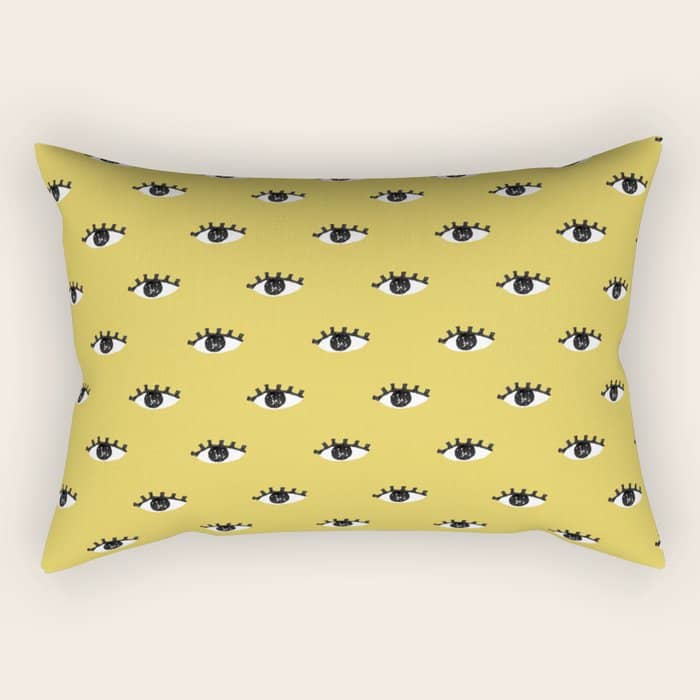 Inky Textured Eye Pattern - Olive Oil Rectangular Pillow