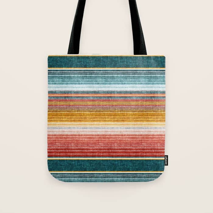 Serape Southwest Stripe - Orange & Teal Tote Bag