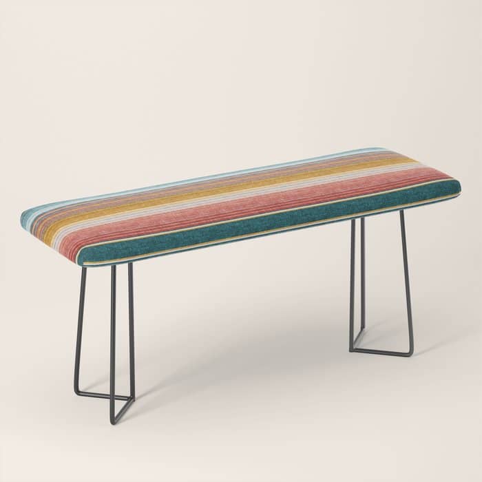 Serape Southwest Stripe - Orange & Teal Bench