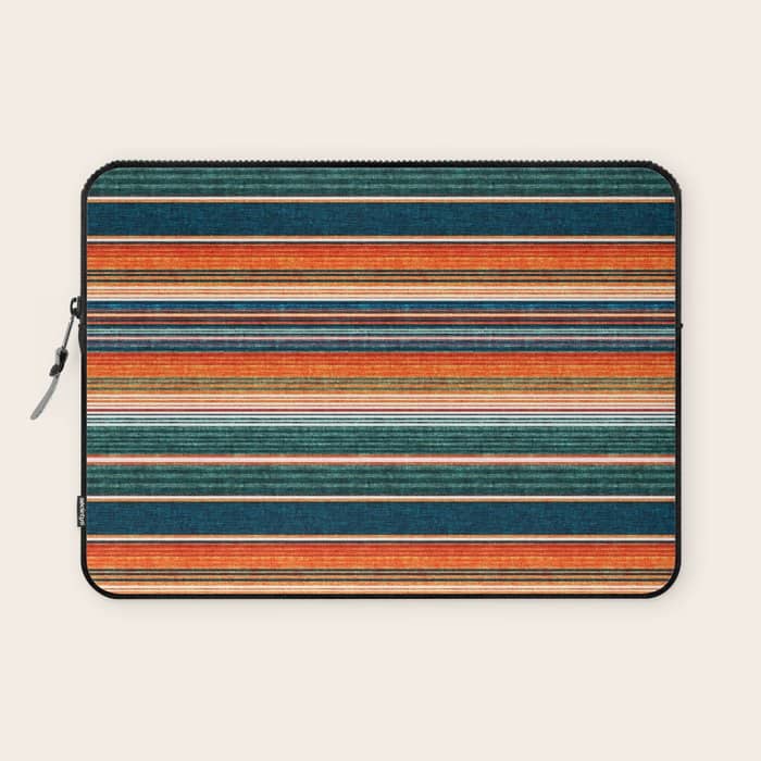 Serape Southwest Stripe - Orange & Dark Teal Laptop Sleeve