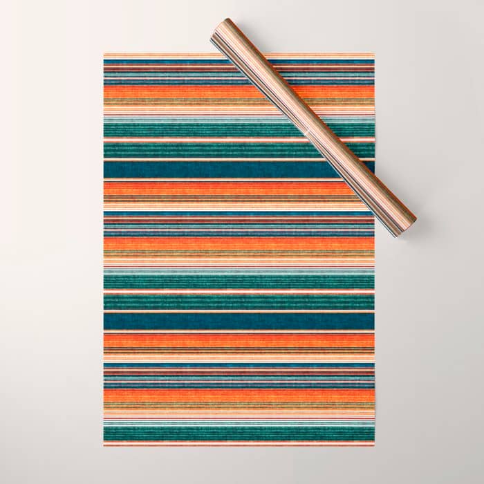 Serape Southwest Stripe - Orange & Dark Teal Wrapping Paper