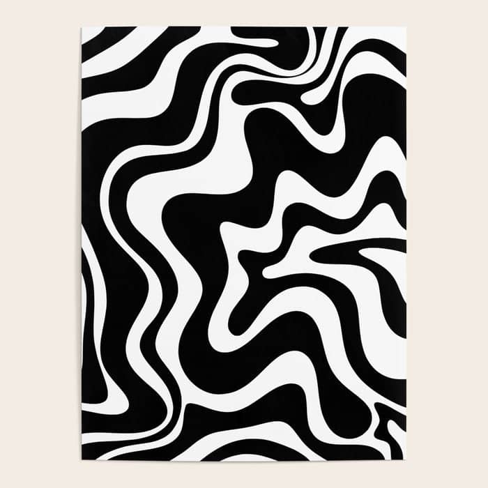 Liquid Swirl Abstract Pattern In Black And White Poster