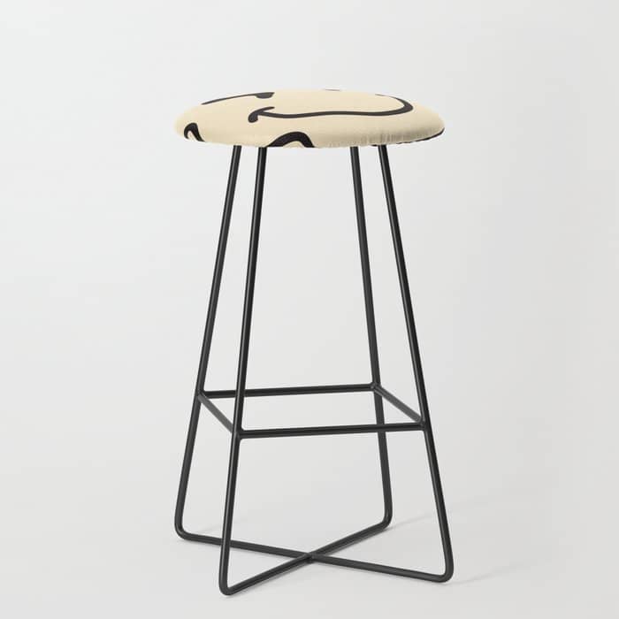 Wonky Smiley Face - Black And Cream Stool