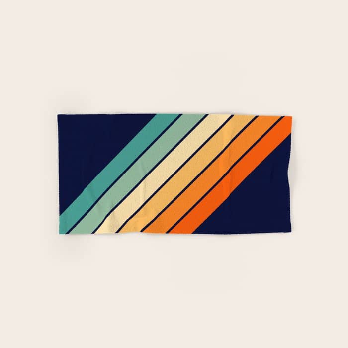 Farida - 70s Vintage Style Retro Stripes Bath Towel