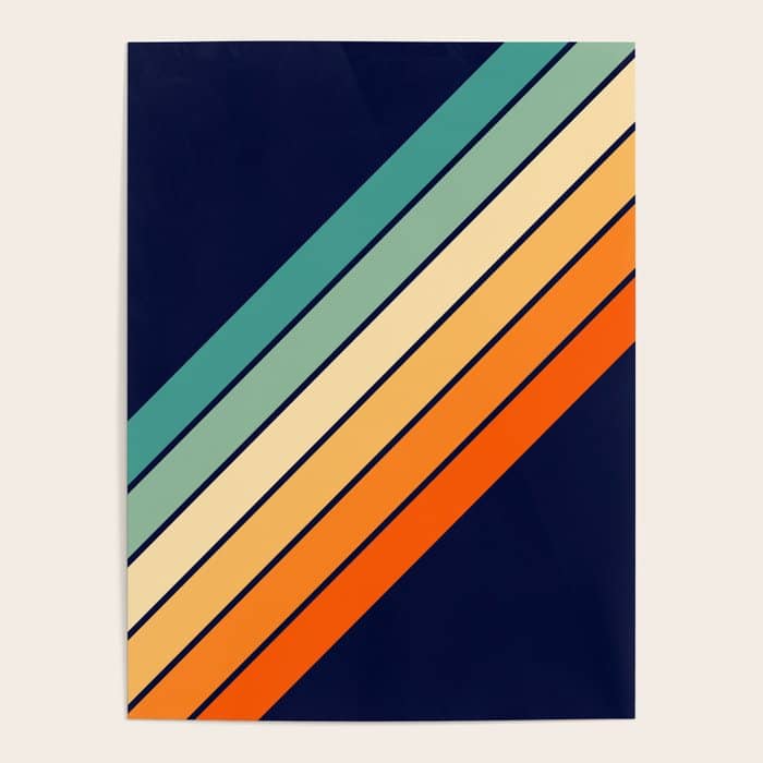 Farida - 70s Vintage Style Retro Stripes Poster