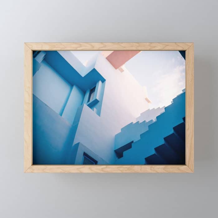Muralla Roja Blue And Pink Geometric Walls Mini Art Print
