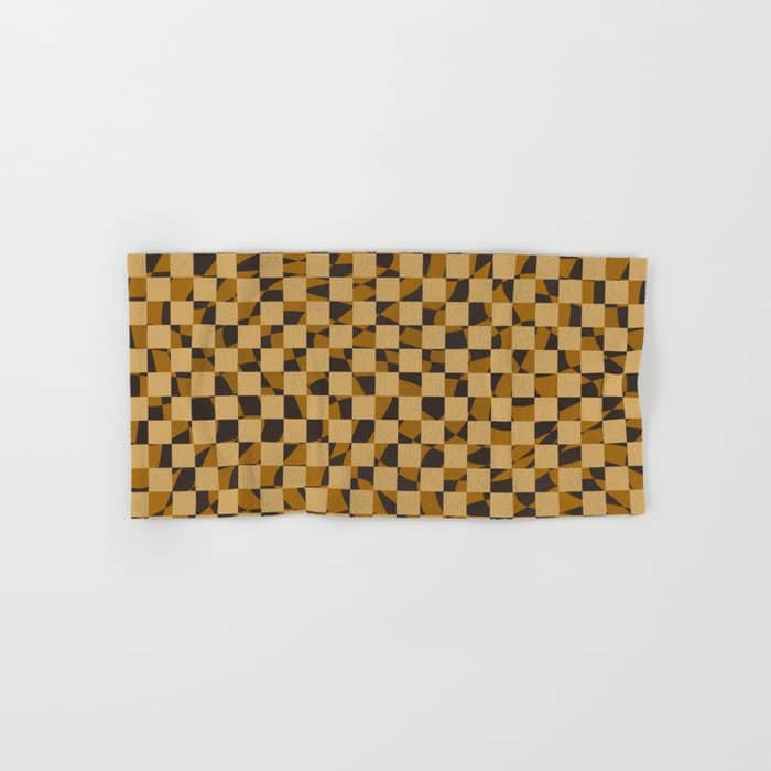 Abstract Checked In Golden Ochre Bath Towel