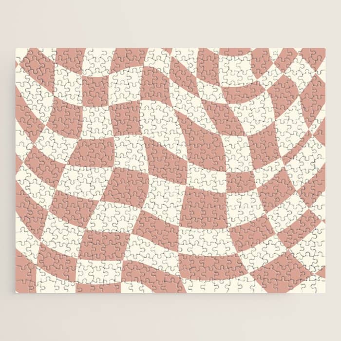 Checkers Coral Summer Beach Jigsaw Puzzle