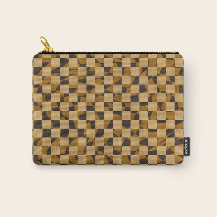 Abstract Checked In Golden Ochre Carry All Pouch