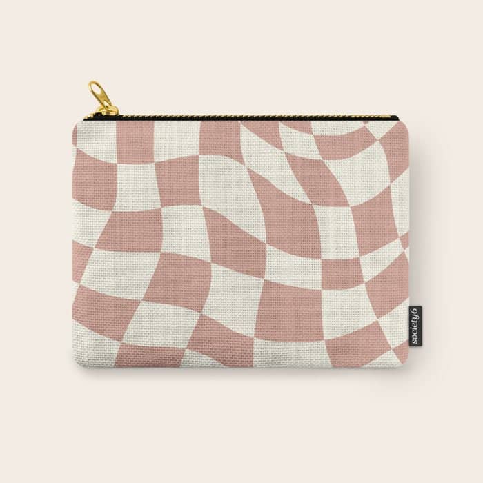 Checkers Coral Summer Beach Carry All Pouch
