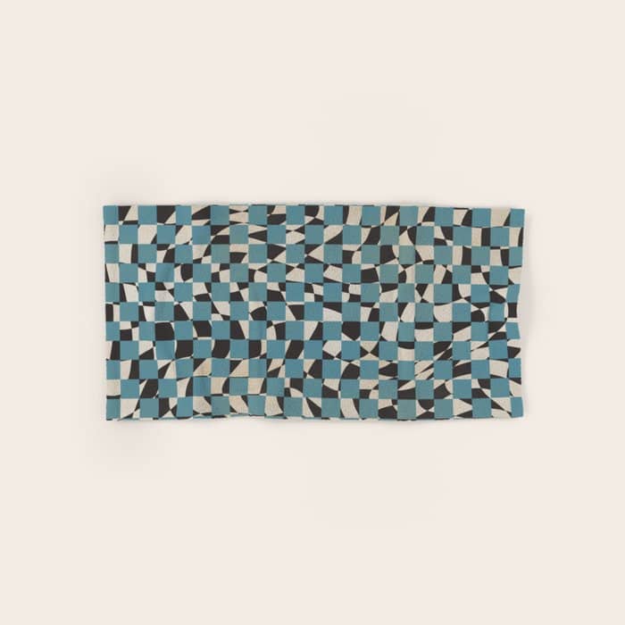 Abstract Checked Blue And Black Bath Towel
