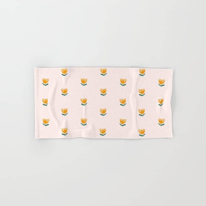 Abstract Yellow Tulip - Pink Background Bath Towel
