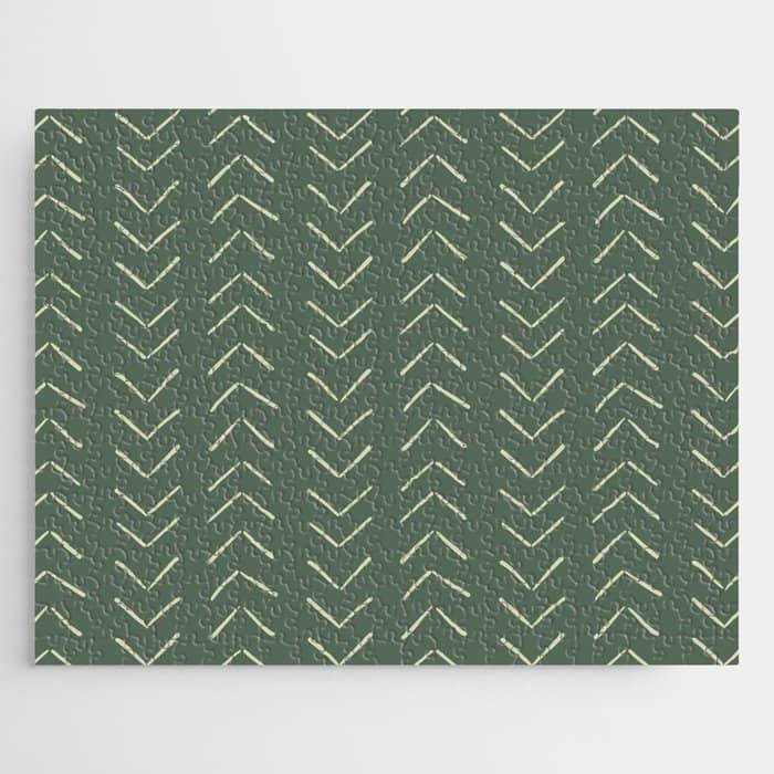 Boho Big Arrows In Leaf Green Jigsaw Puzzle