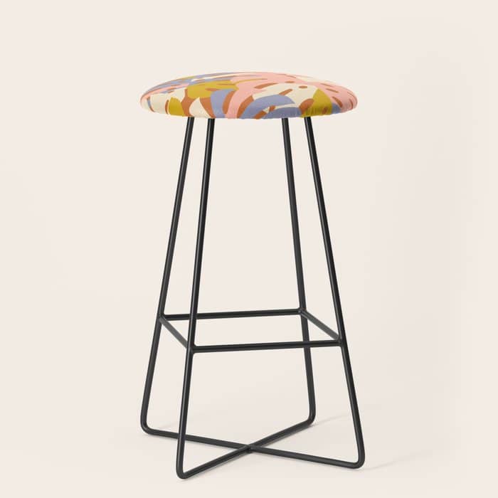 Color Block Monstera Pink + Lavender Stool