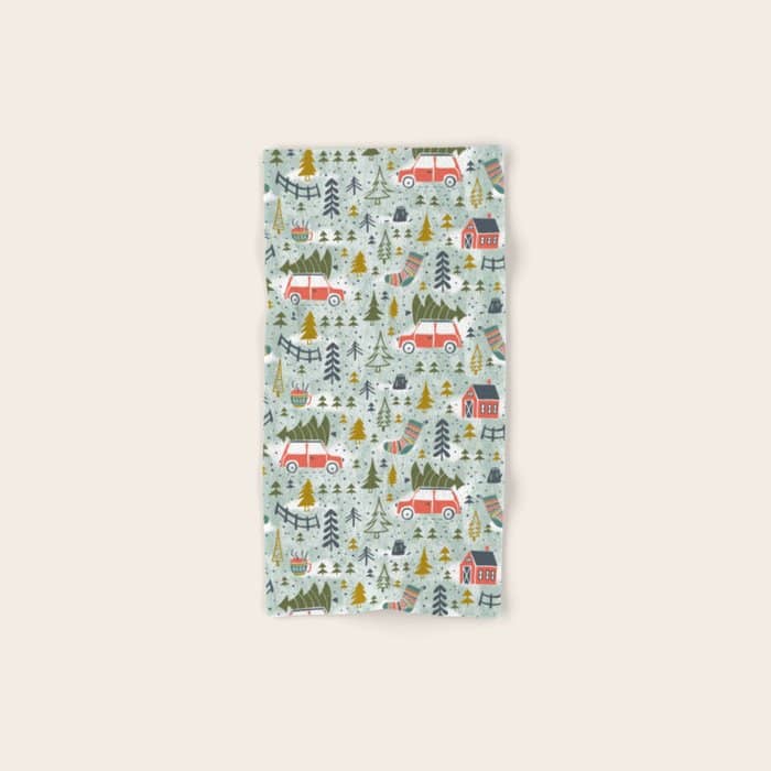 Home For The Holidays Blush Mint Christmas Bath Towel