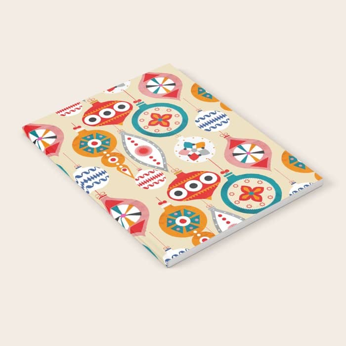 Retro Christmas Ornaments Pattern Notebook
