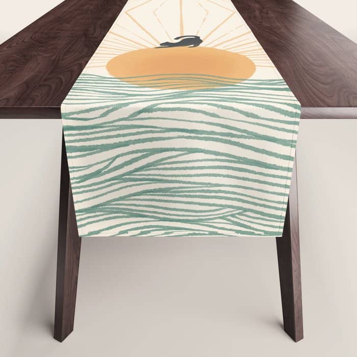 Good Morning Meow 7 Sunny Day Ocean  Table Runner