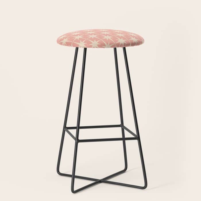 Atomic Age 1950s Retro Starburst Pattern In Cream And Blush Pink  Stool