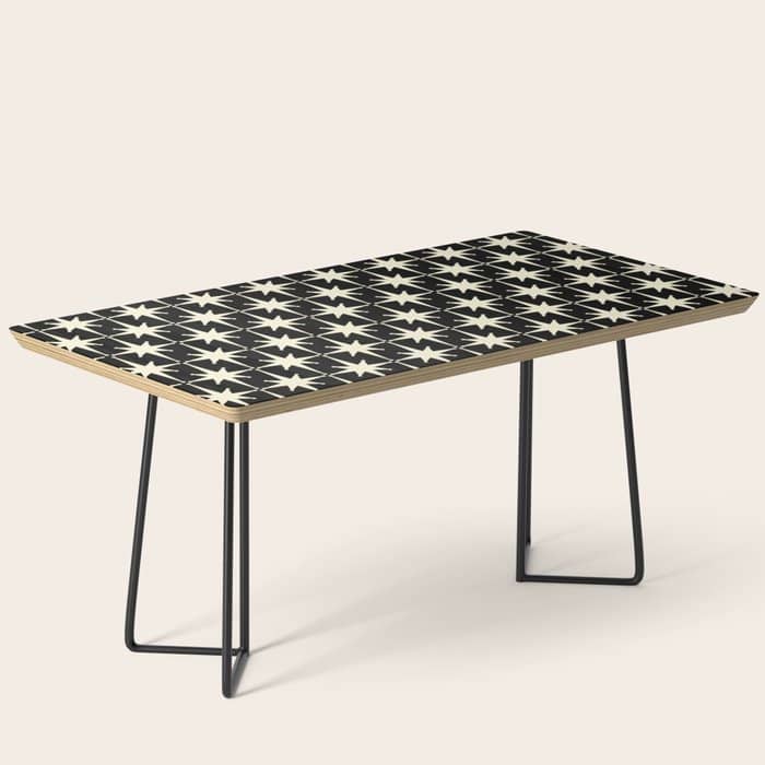 Midcentury Modern Atomic Age Starburst Pattern In Retro Cream And Black Coffee Table
