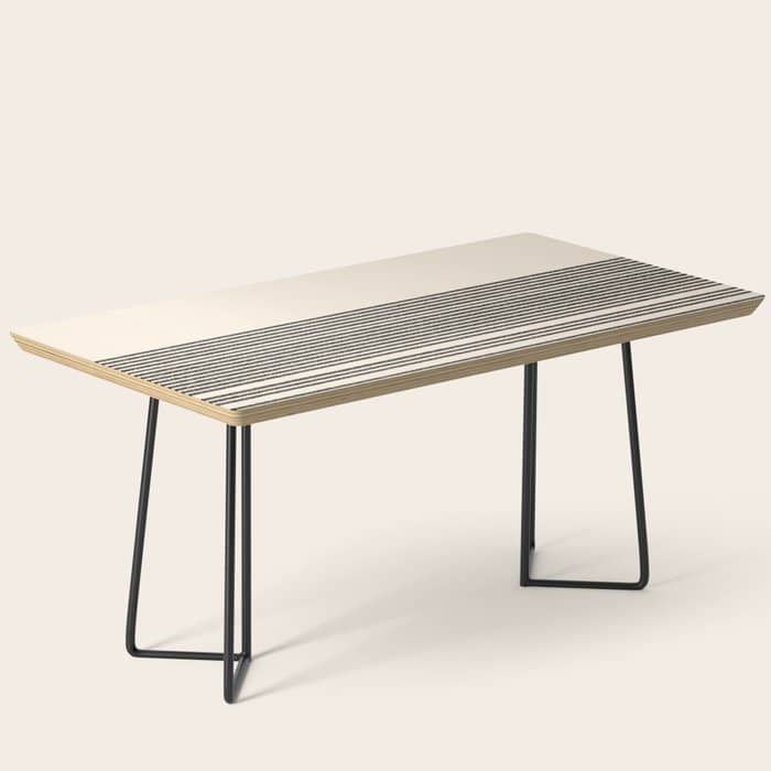 Organic Stripes - Minimalist Textured Line Pattern In Black And Almond Cream Coffee Table