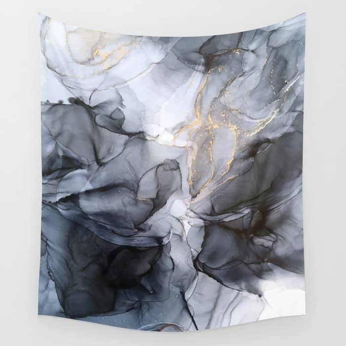 Calm But Dramatic Light Monochromatic Black & Grey Abstract Wall Tapestry