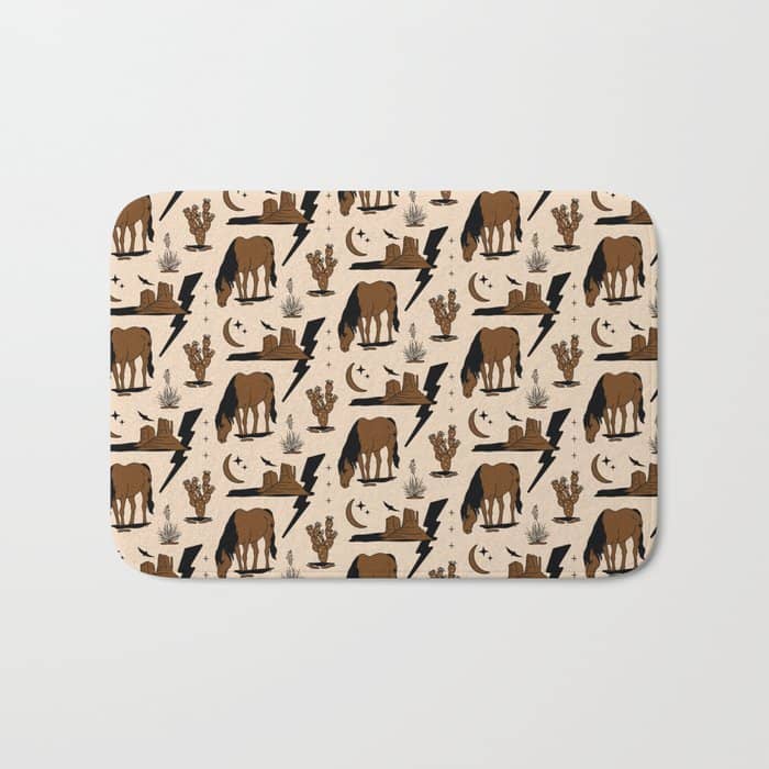 Electric Oasis - Black, Brown & Tan Bath Mat