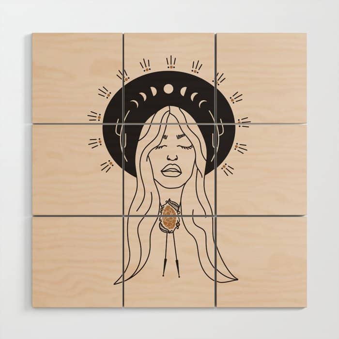 Desert Angel In Black & Cream Wood Wall Art