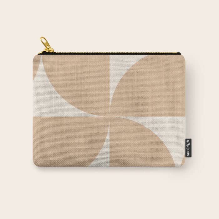 Bauhaus Mid Century Modern Geometric X Neutral Beige Carry All Pouch