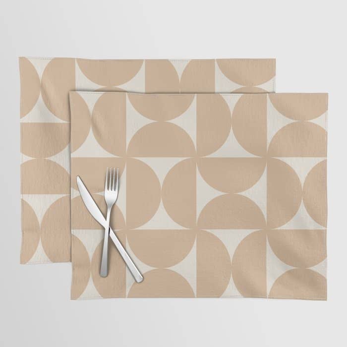 Bauhaus Mid Century Modern Geometric X Neutral Beige Placemat